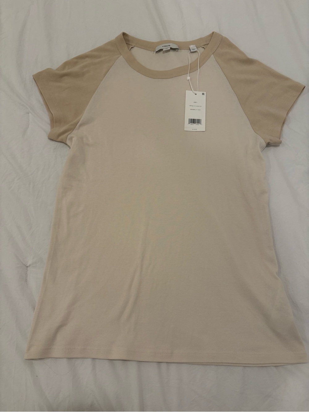 Vince Two-Tone Short Sleeve Tee - Beige & Tan